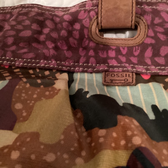 VINTAGE FOSSIL KEY-PER COLORFUL COATED CANVAS SHOULDER BAG - Picture 7 of 12